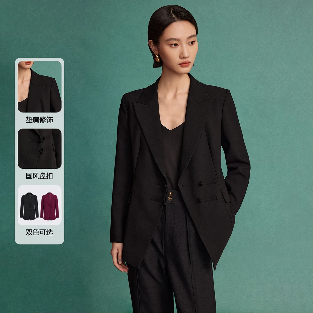 【小铃铛】国风设计感西装外套女2024秋冬季百搭气质通勤气质西服