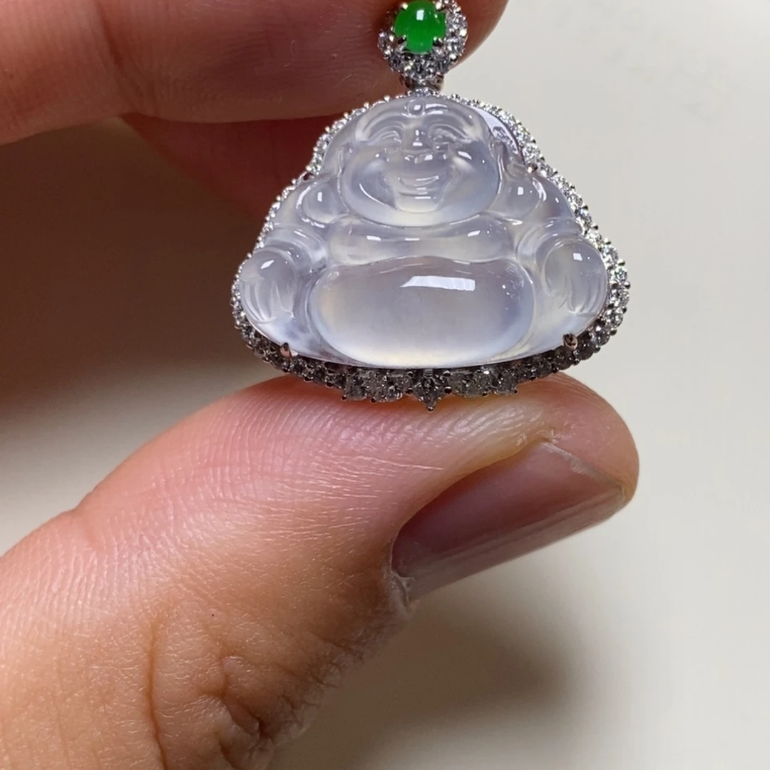 翡翠18K金镶嵌吊坠(不含链)佛公