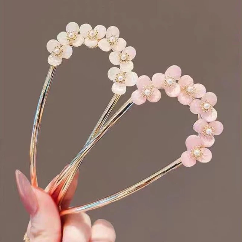 诗泊雅 简约金属水钻U型发簪