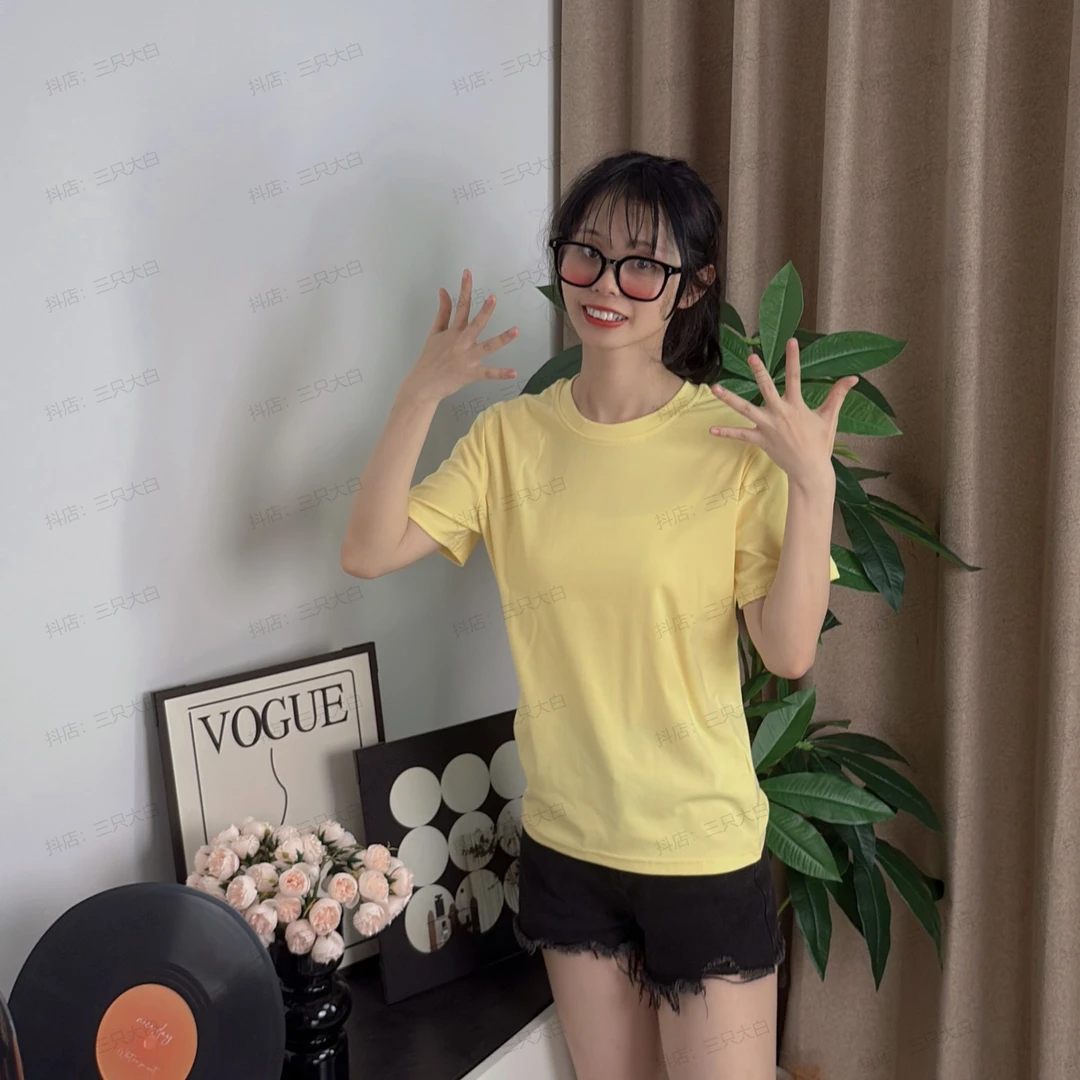 [韩版]夏季衣服显瘦纯色甜美可爱风格衣服女款休闲t恤女士短袖