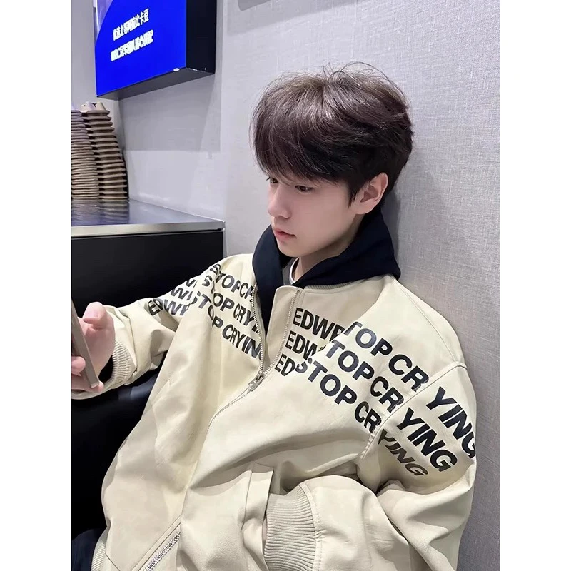字母印花男女款春秋季外套高级感痞帅美式hiphop棒球服夹克青少年