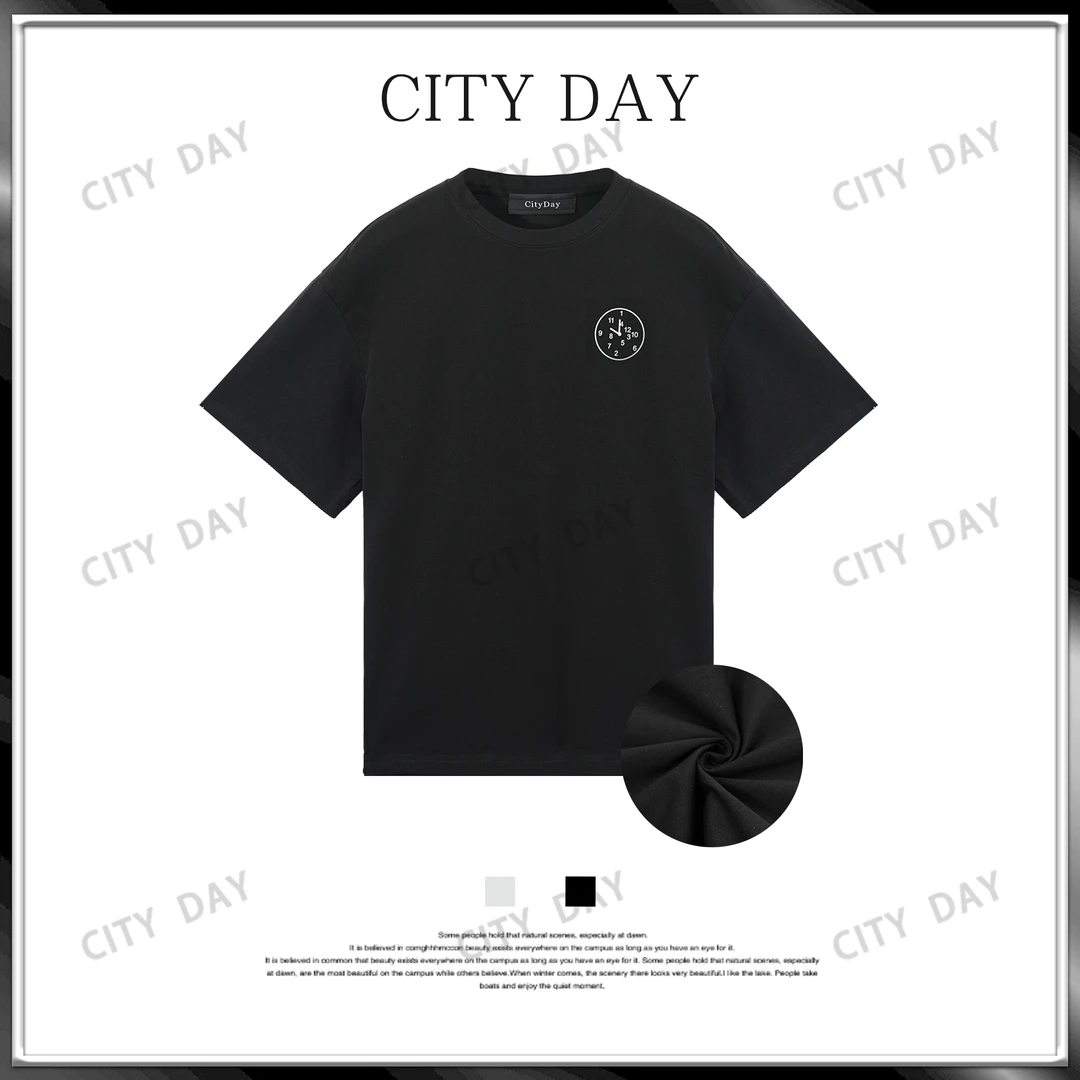 City Day【潮灰私订】简雅棉索 简约透气圆领短袖T恤  70128