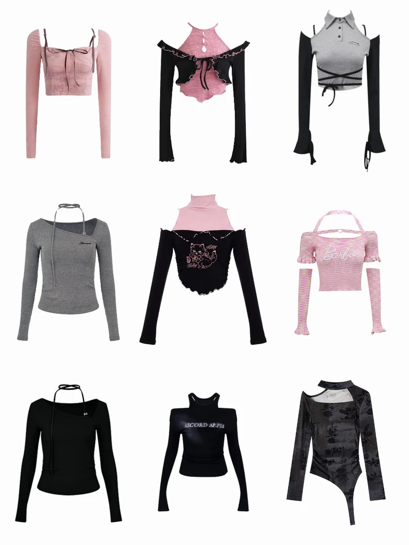 春季涉谷辣妹长袖扣号链接