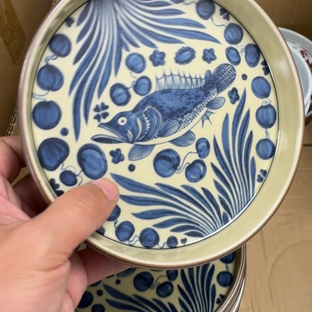 摆件二号釉鱼藻纹大壶承微瑕