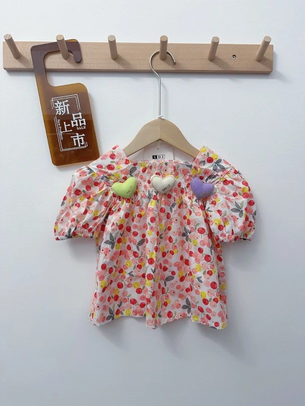 夏季新款童装女童连衣裙三色立体爱心公主裙子