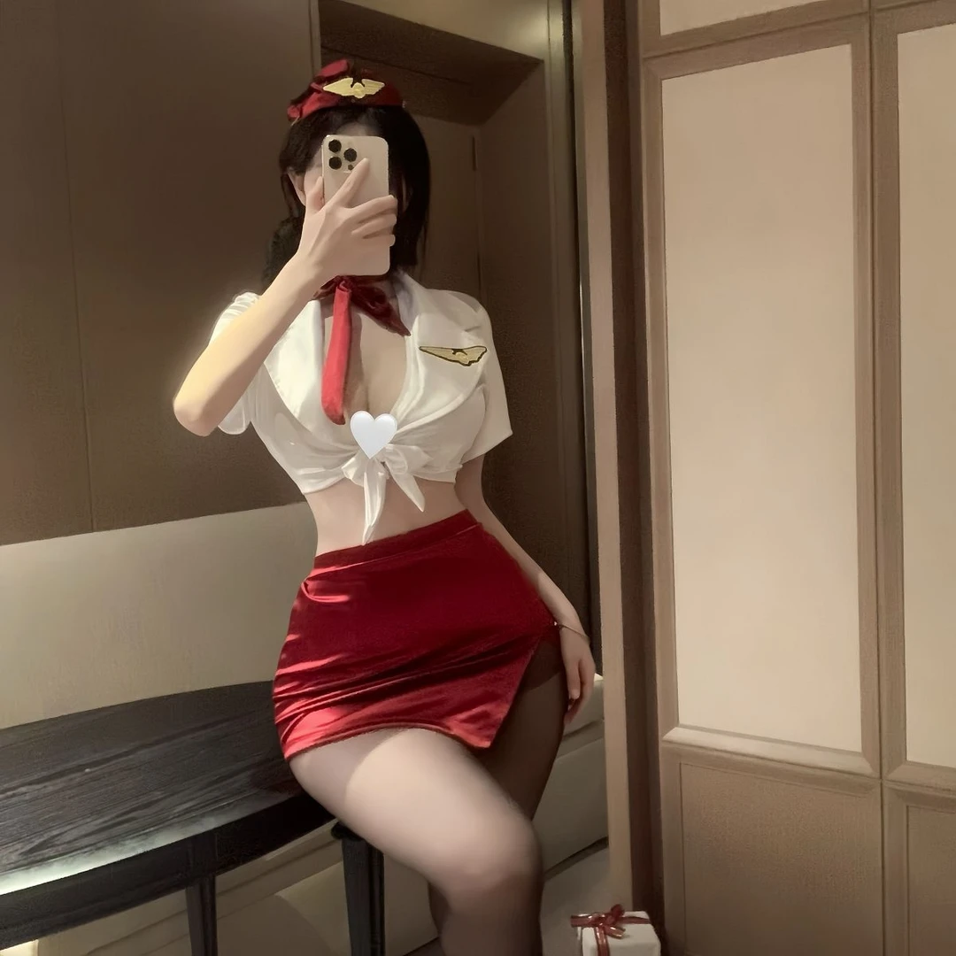 空姐职业气质女装网红性感主播显胸大修身上衣开叉包臀裙夜店套装