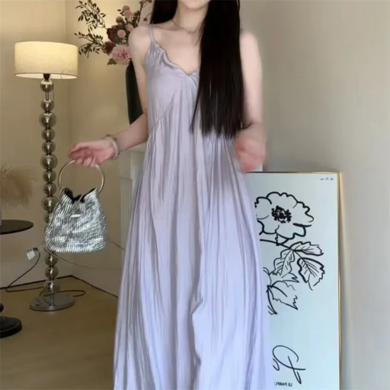 CHUYU专属夏季新款法式v领性感气质吊带连衣裙9018