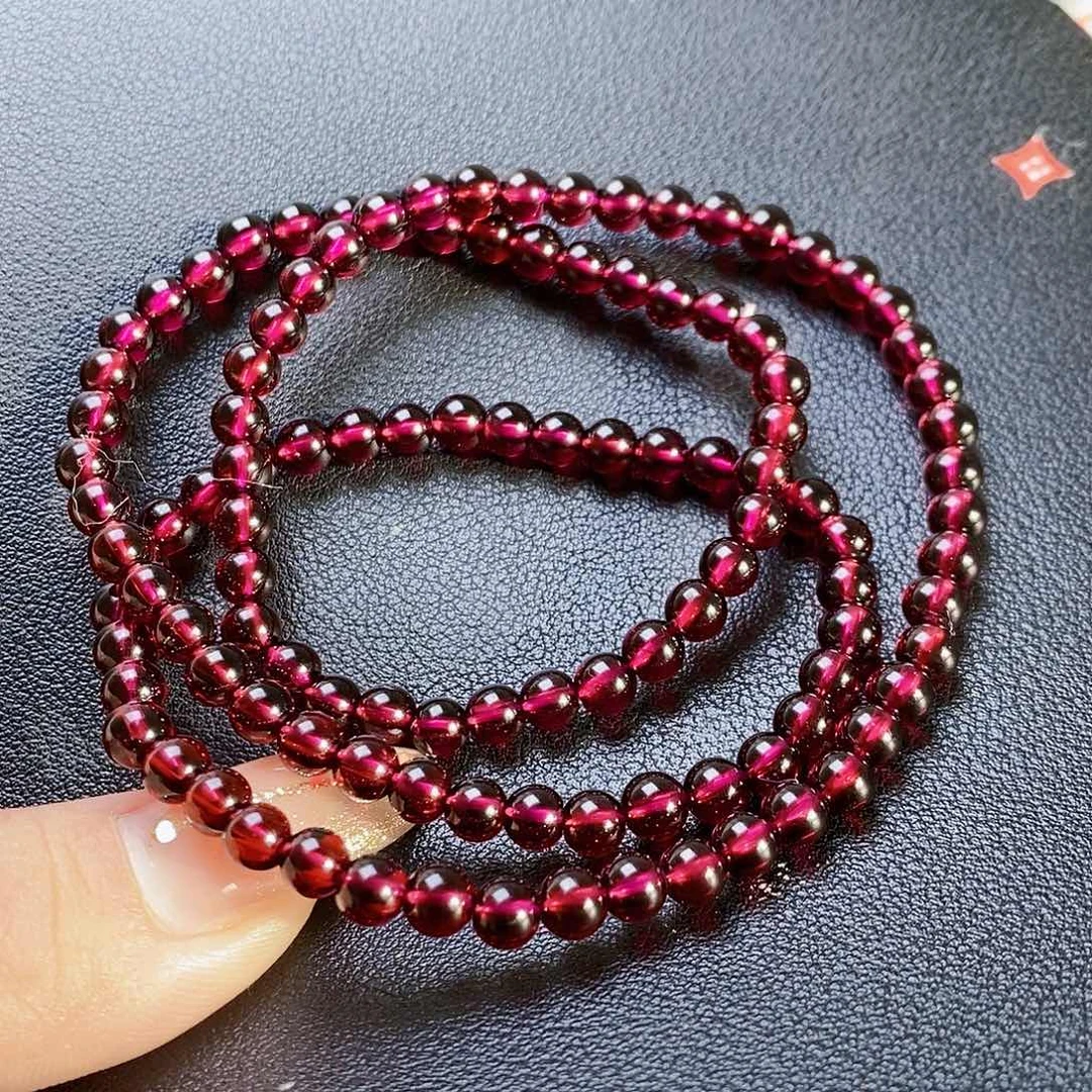 石榴石手链未镶嵌5.0紫牙乌3圈毕业级
