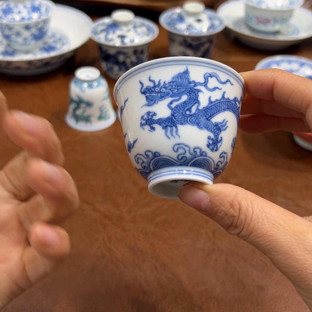 青花龙纹海浪主人杯75毫升