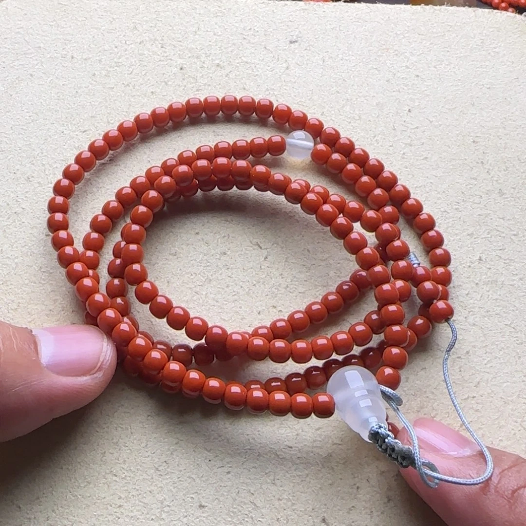 南红玛瑙未镶嵌手链4.4mm锦红老型