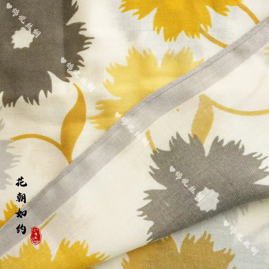 锦悦【花朝如约】高端秋冬新款新中式棉麻磁吸扣小方巾70*70（K407）