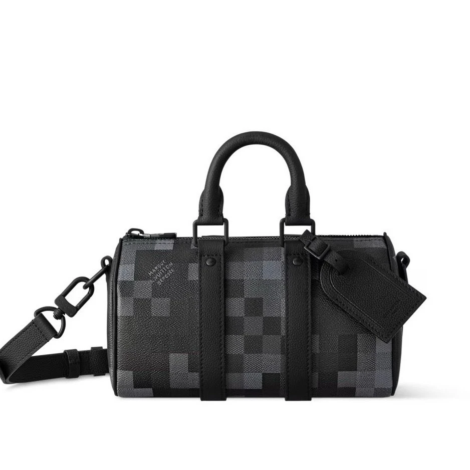 未使用 LouisVuitton/路易威登 闲置 Keepall25棋盘格单肩包 G049
