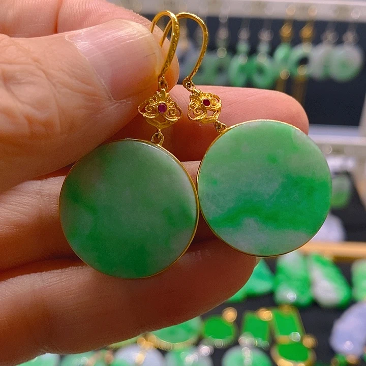 翡翠18K金镶嵌吊坠(赠链)耳坠