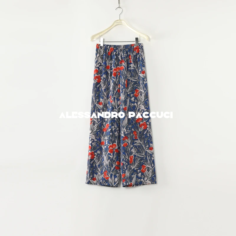 AP洛哥52064KC【繁花织梦】桑蚕丝印花松紧腰度假感时尚百搭长裤