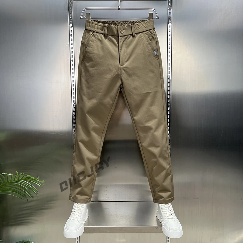【高端】秋季新款休闲裤男士宽松小直筒弹力松紧腰轻商务休闲长裤子
