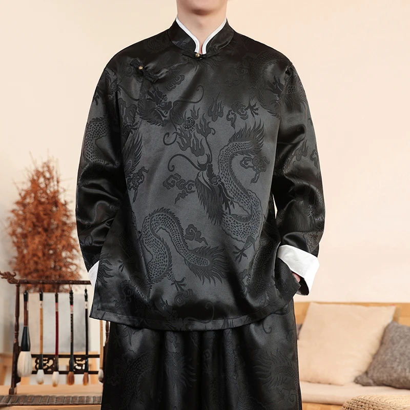 新中式中国风男装立领夹克春秋季新款复古风唐装外套休闲宽松上衣