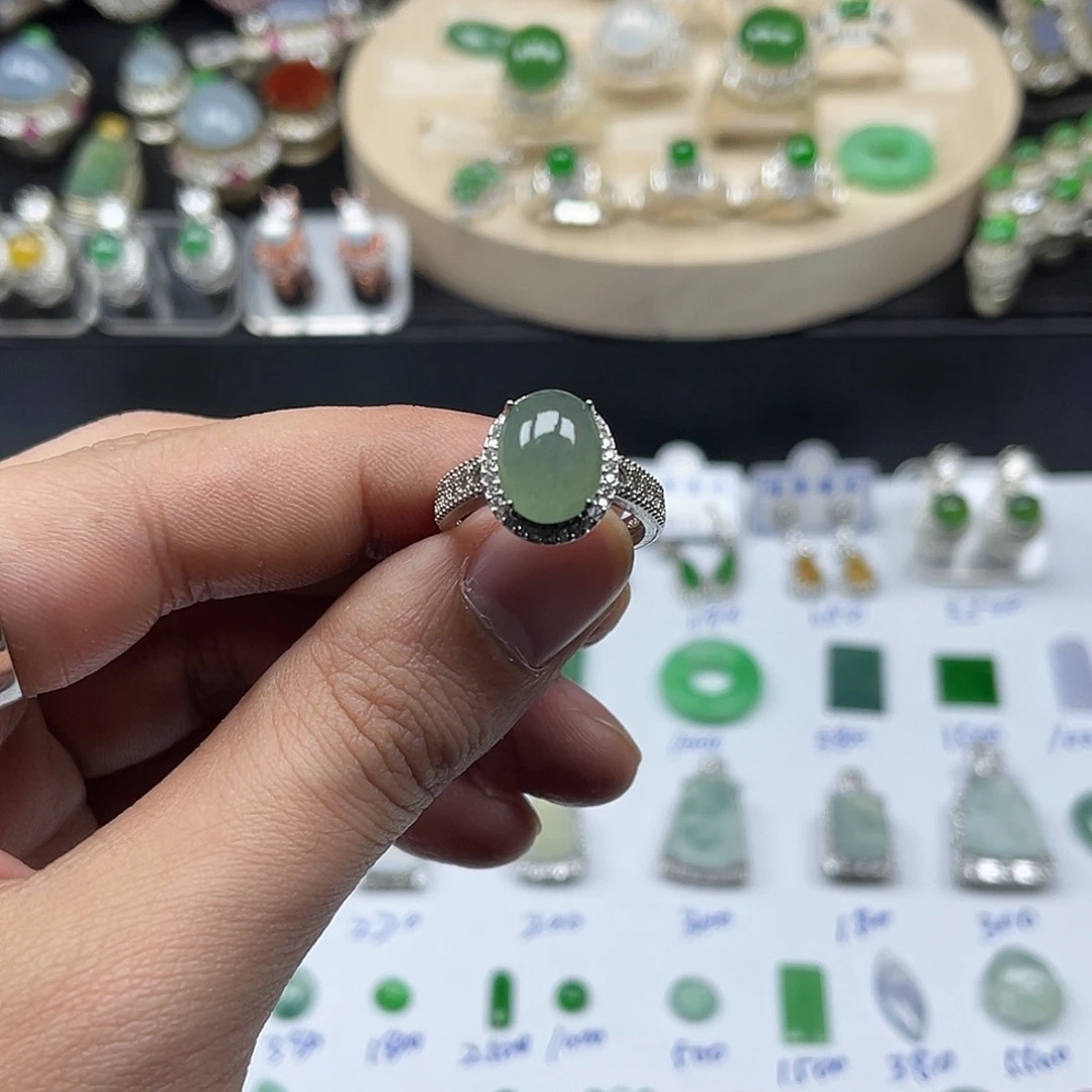 翡翠银S925镶嵌戒指