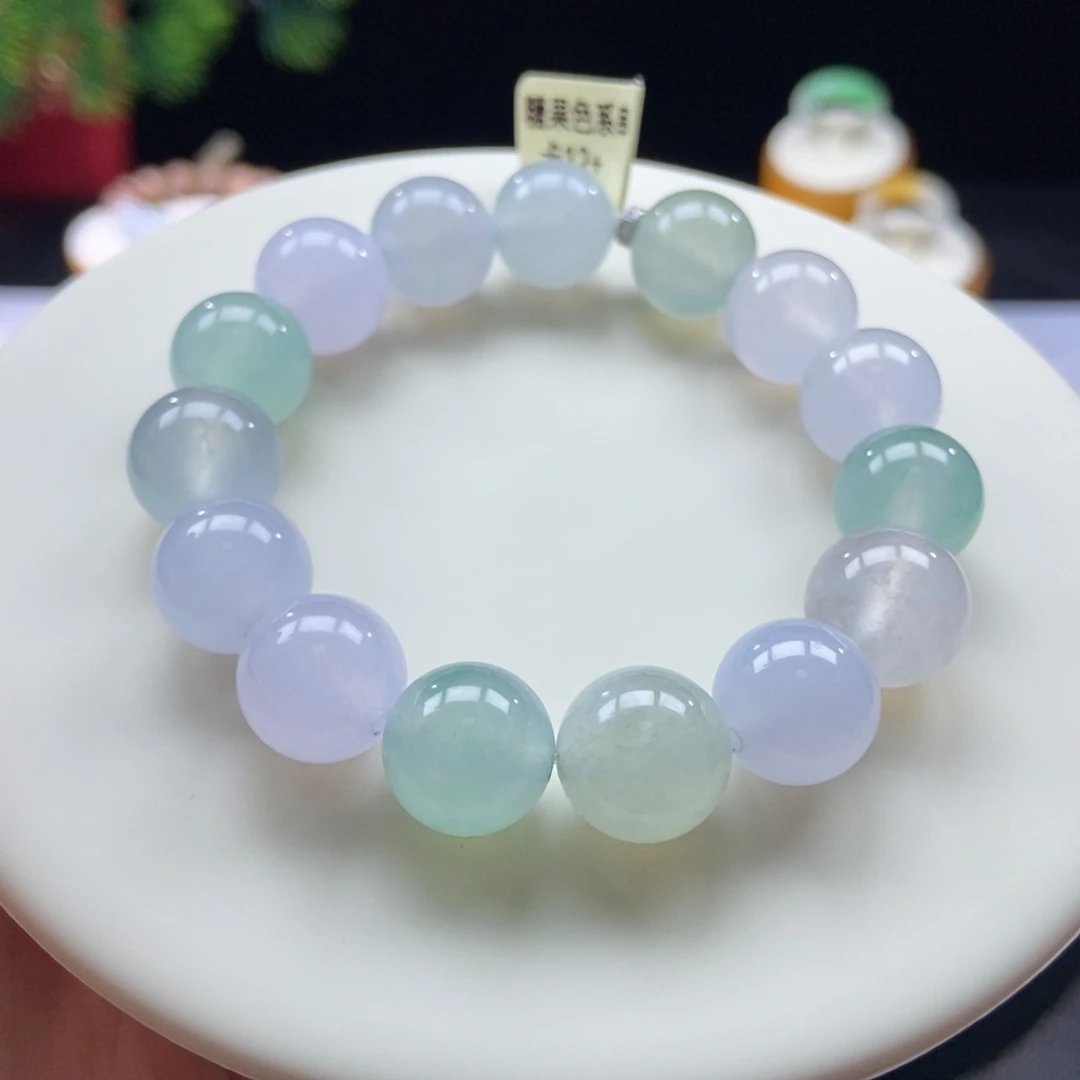 翡翠颈饰未镶嵌翡翠糖果色系手串卡12+
