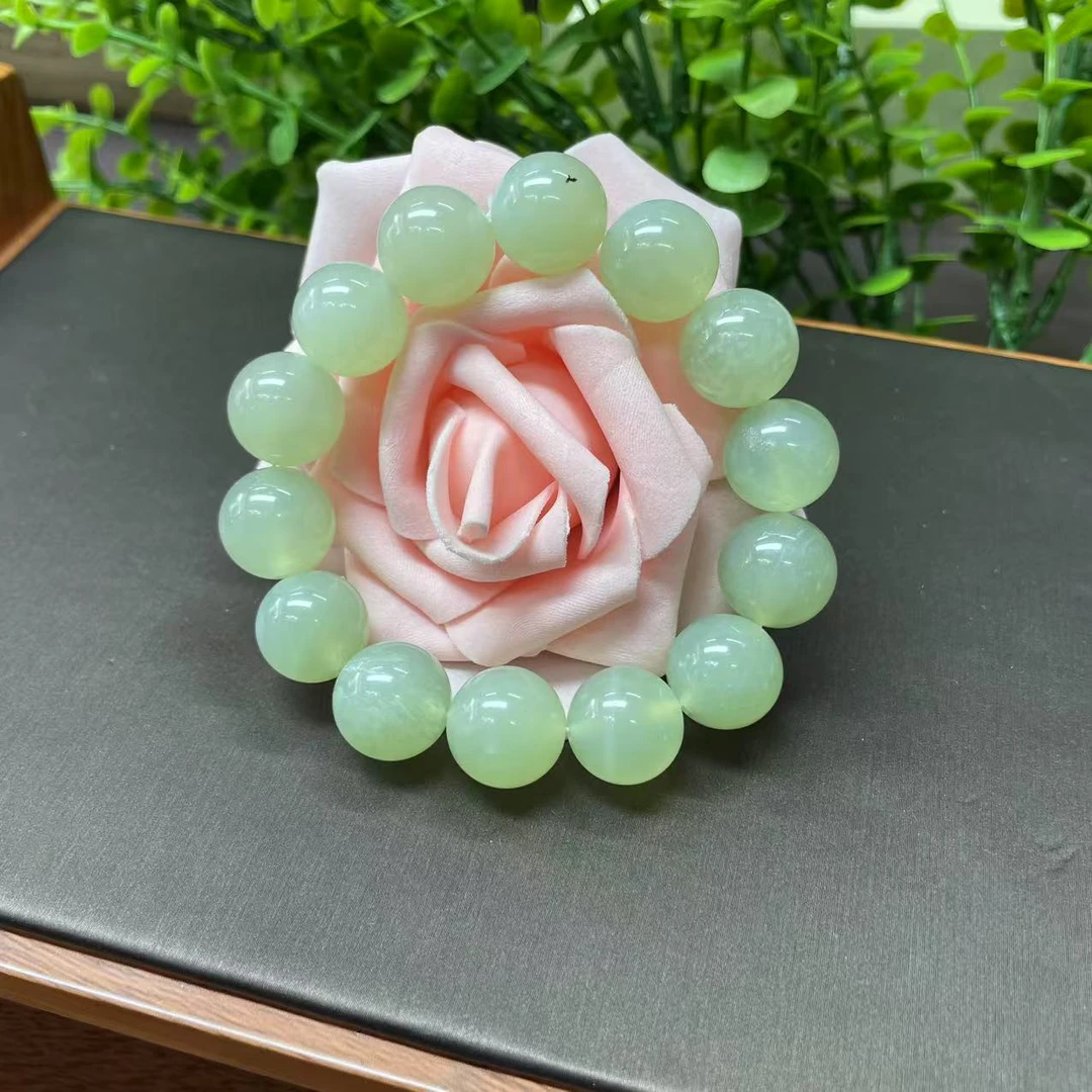 天然岫玉手串新中式靑提清新夏日嫩绿1.4百搭神器男女通带款