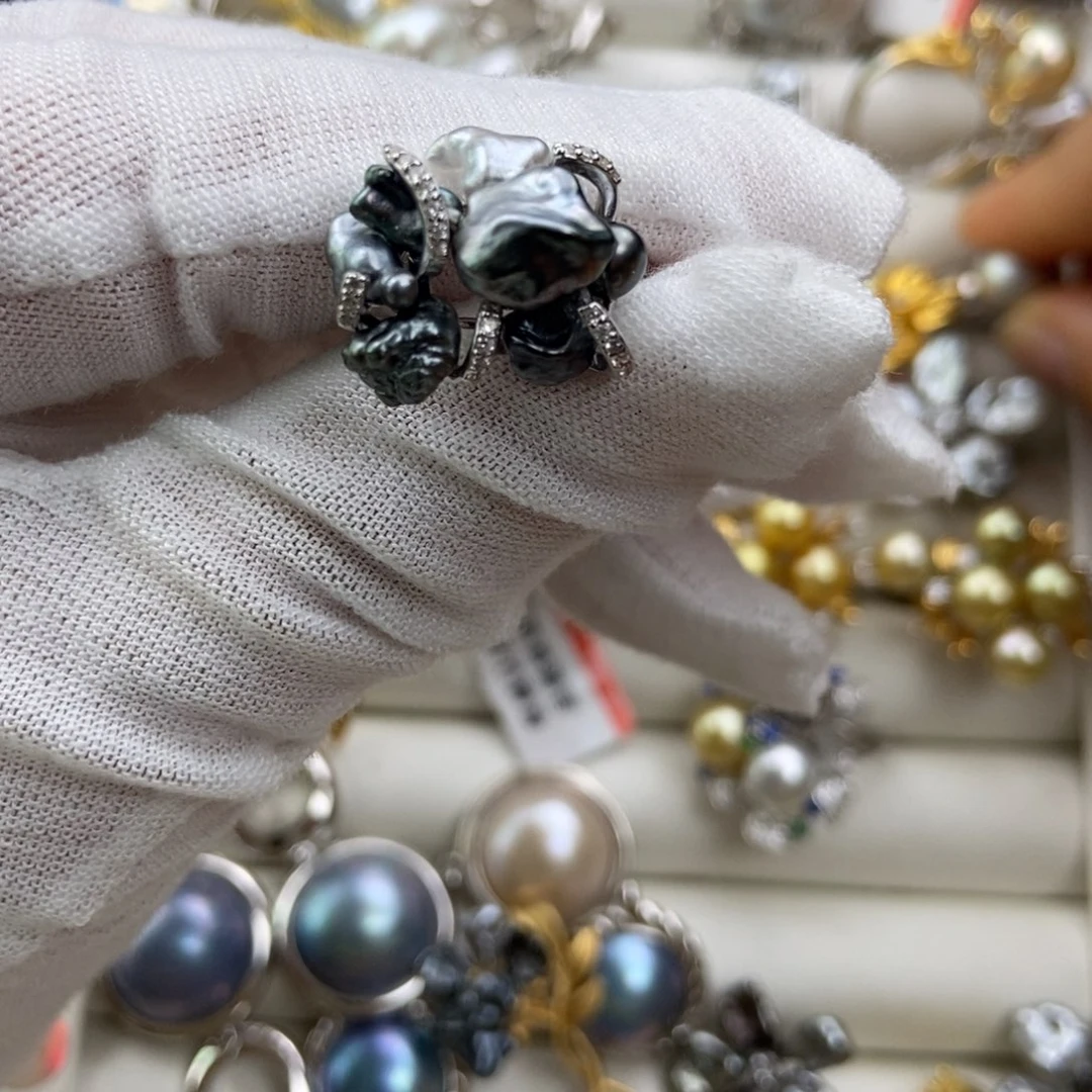 海水珍珠戒指银S925镶嵌