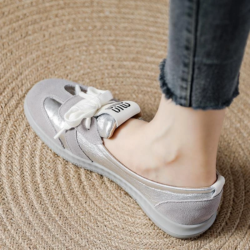 法式芭蕾德训鞋女2025夏季浅口单鞋透气舒适平底休闲女鞋真皮百搭