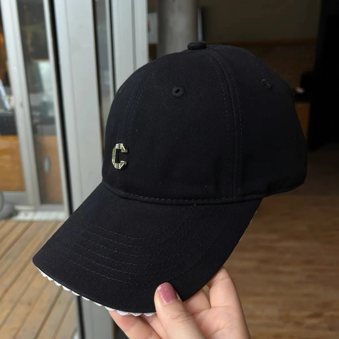 新款韩版蕾丝花边字母棒球帽女大头围显脸小鸭舌帽防晒可爱减龄潮