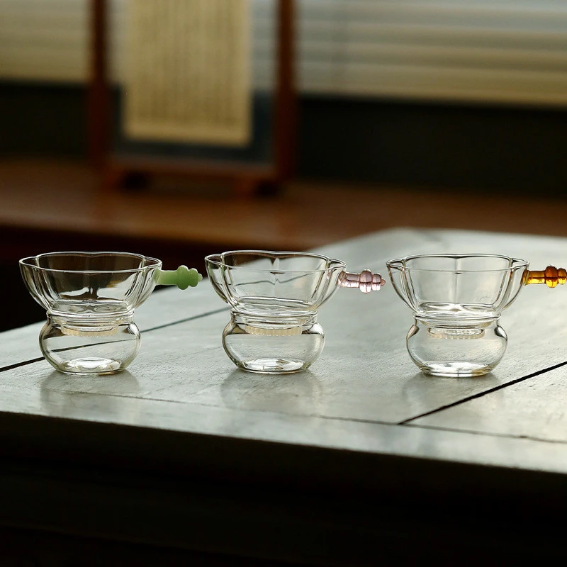 【新款】玻璃茶漏茶滤茶叶过滤网搭配公道杯一体式激光茶漏茶道配件