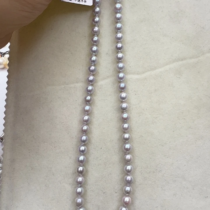 银S925镶嵌海水珍珠项链7-8mm海水真多麻项链