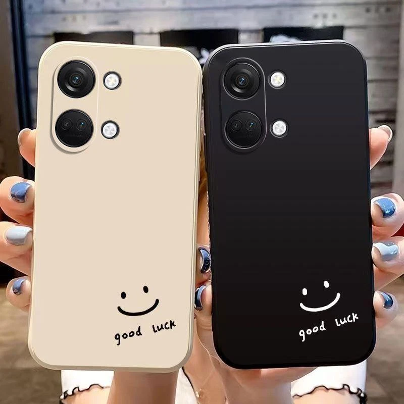 黑白简约笑脸适用一加ace2v手机壳PHP110防摔软硅胶软套保护套潮