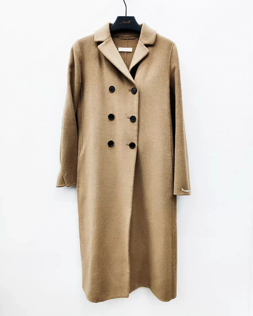 99新 MaxMara 经典款双排扣驼色羊毛大衣it42 0336