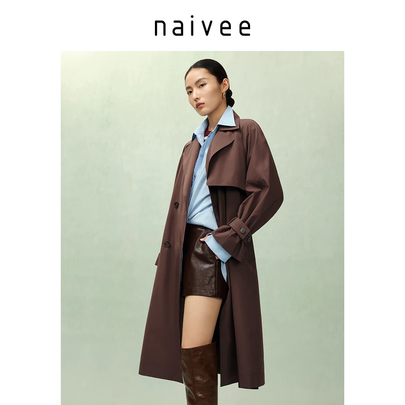 Naivee/纳薇【苏西】商场同款25春秋经典西装领风衣刺绣257220499