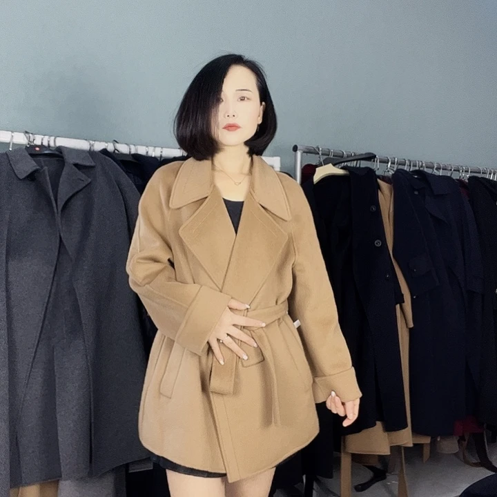双面呢大衣驼色S码