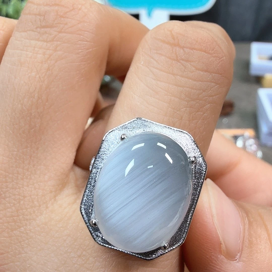 水晶戒指银S925镶嵌S925银镶水晶水晶水晶