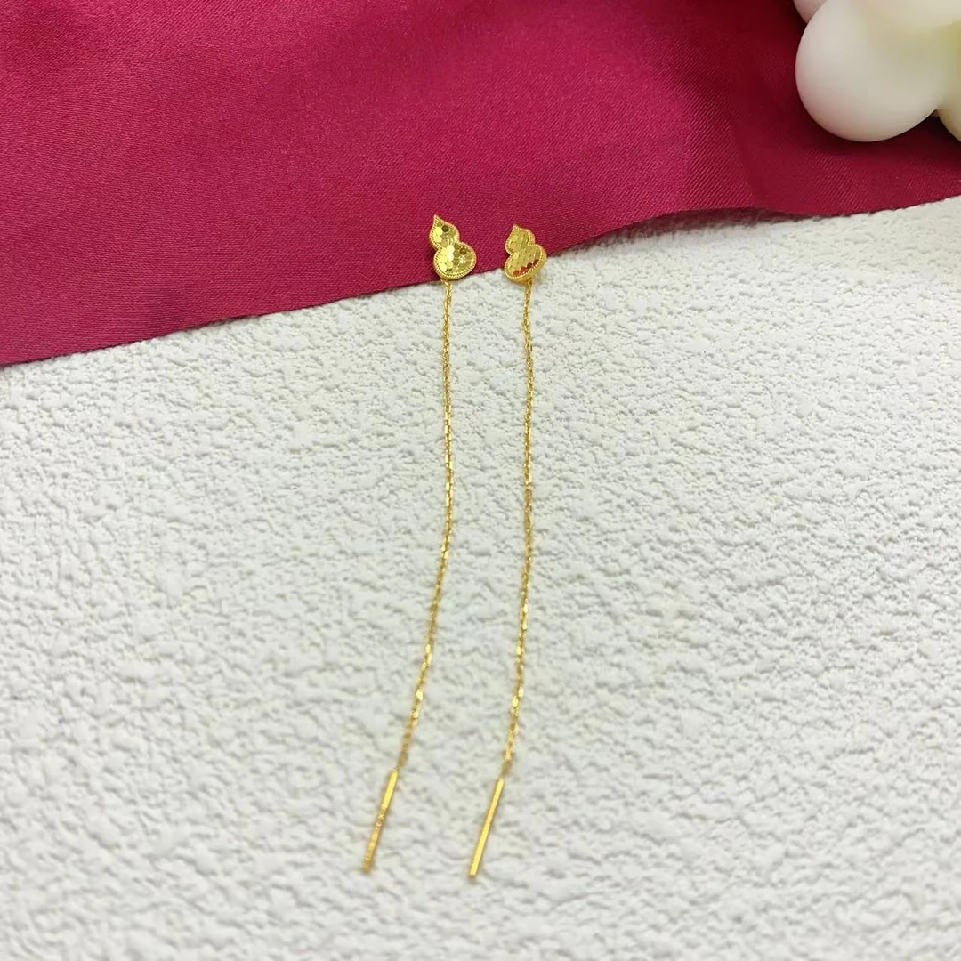 【木韵阁】足金999 5G黄金鱼鳞葫芦耳线气质精致百搭 1.47