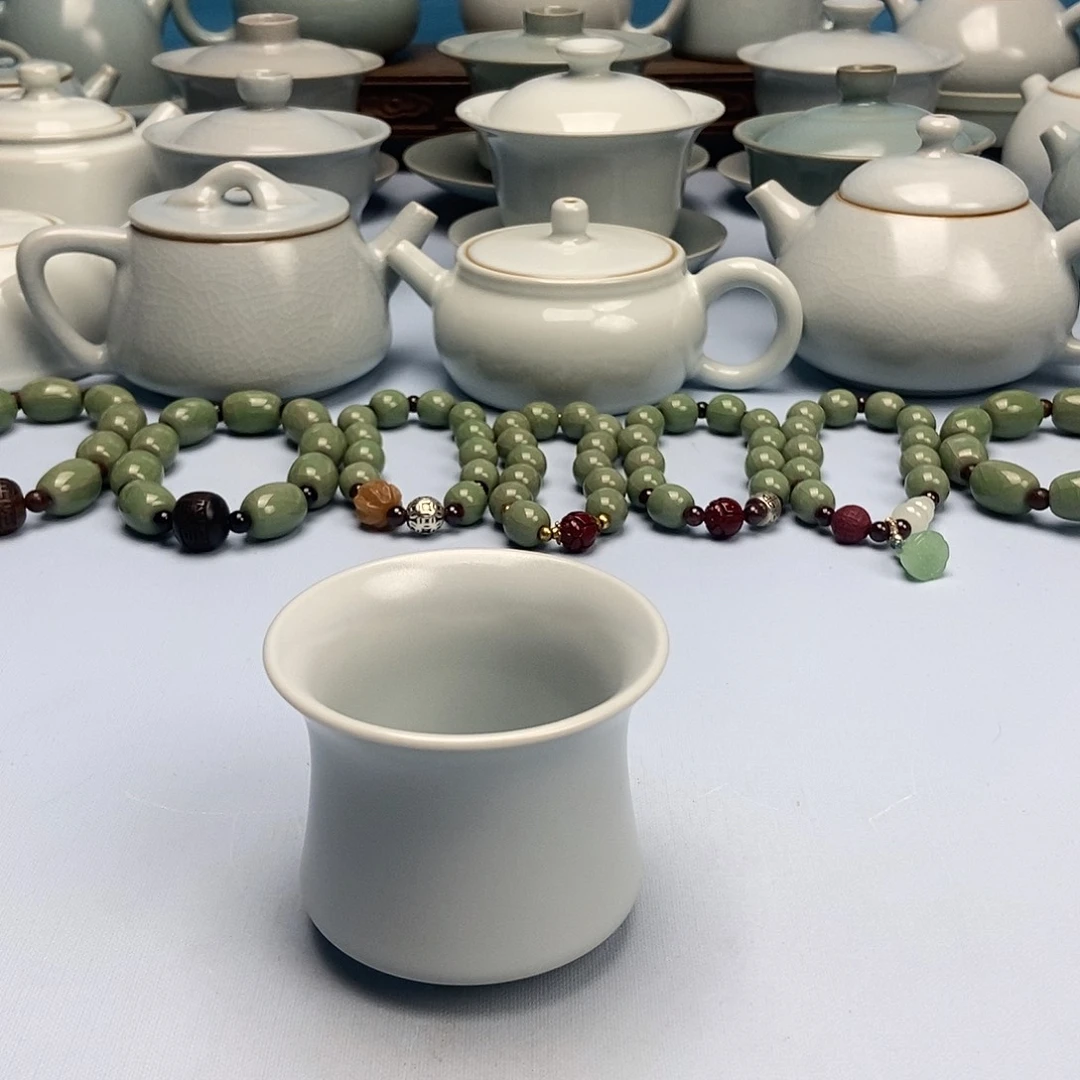 杯仿古月白釉马蹄杯原矿原釉原产地