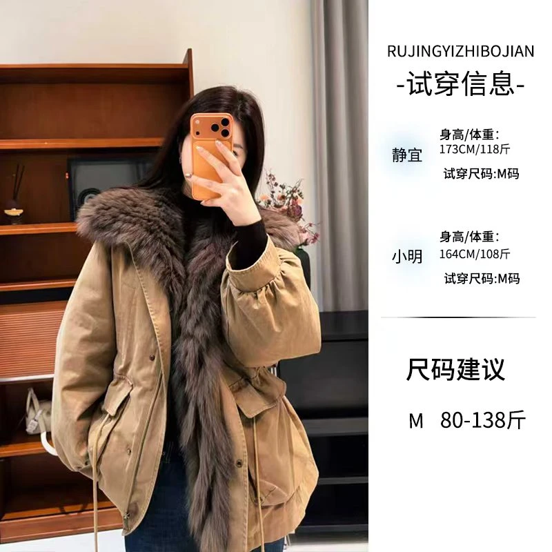 【街头派克】 可拆卸狐狸毛90鹅绒派克羽绒服～99-356#