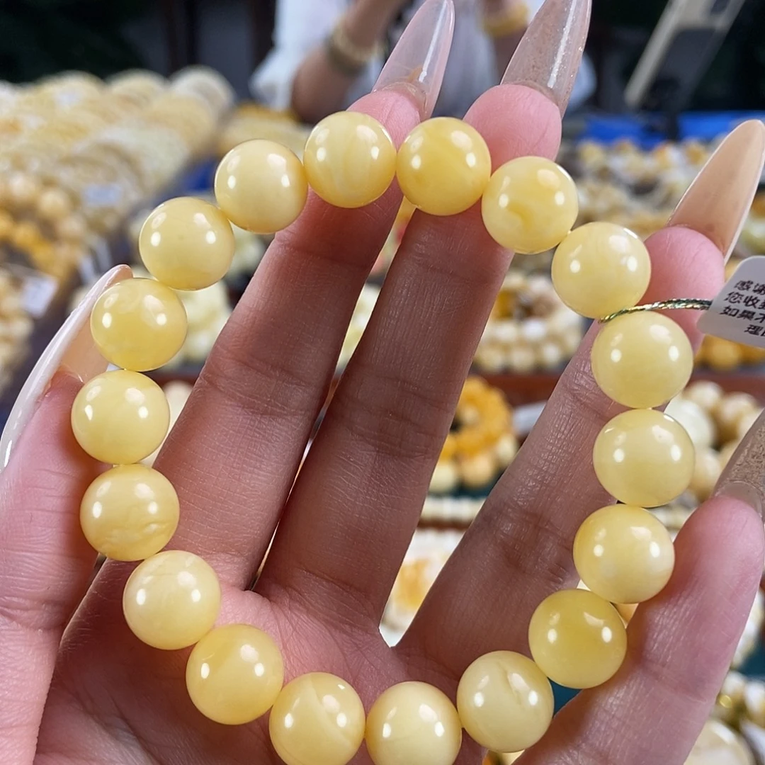 未镶嵌琥珀珠宝奇石11 13.68 白花蜡圆珠