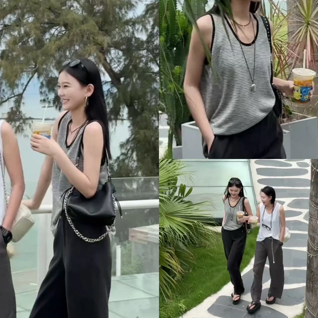 菲林家FL 67598【塑造背心】 小众设计感条纹背心