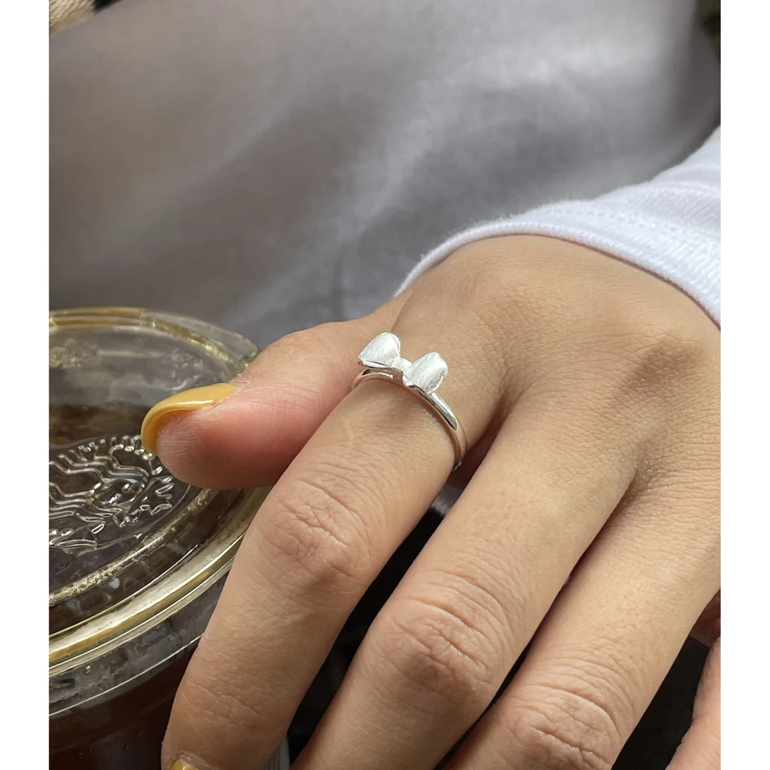 925银戒指 简约小众拉丝蝴蝶结戒指#SSE740