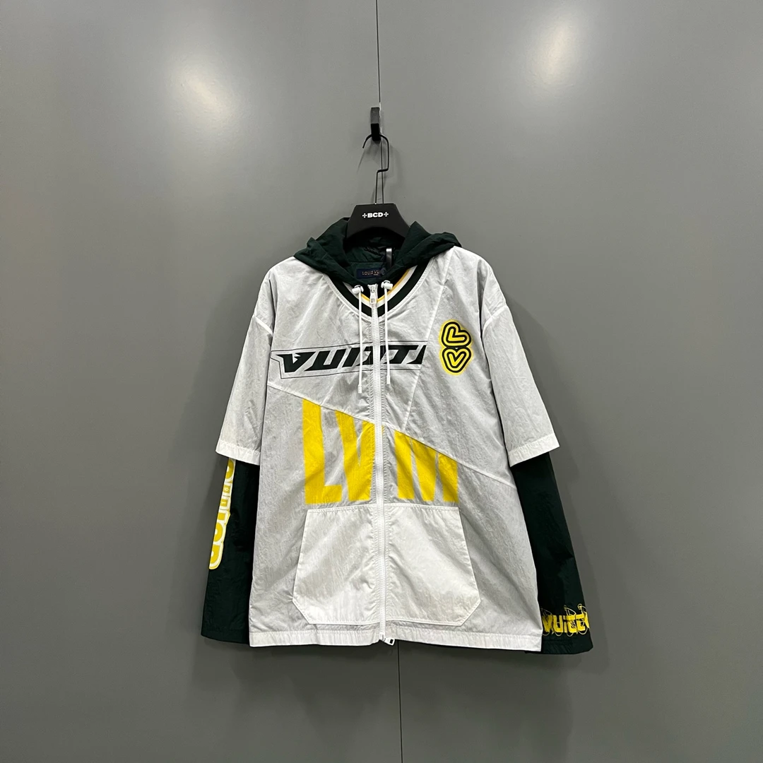 99新 LouisVuitton/路易威登 zd5拼接假两件棒球服 48码0102389