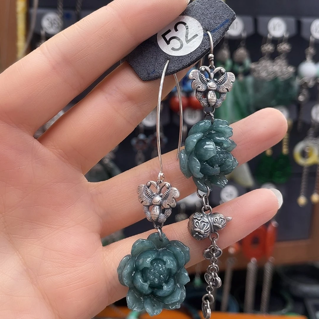 翡翠耳饰银S925镶嵌H****慧773thjhgy