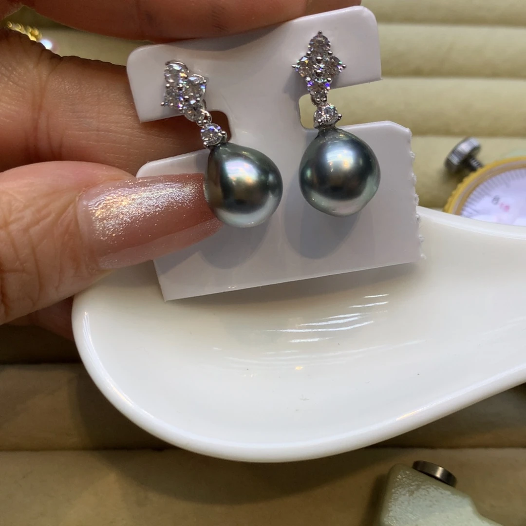 银S925镶嵌耳饰海水珍珠