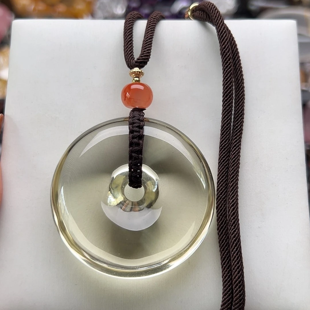 未镶嵌颈饰水晶天然冰透净体平安扣吊坠男女通戴