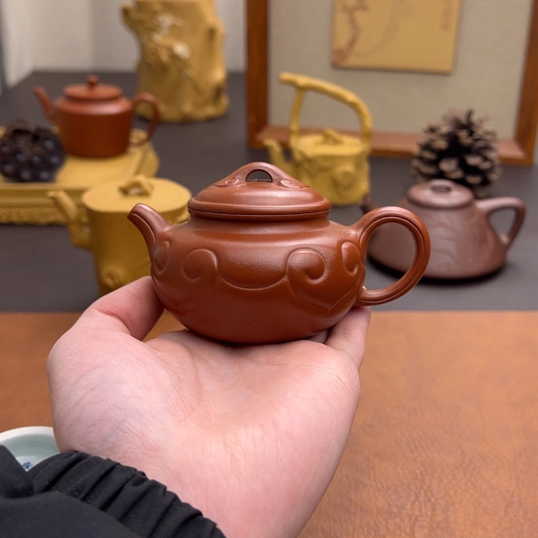 茶壶紫砂仿古如意 朱泥 130cc