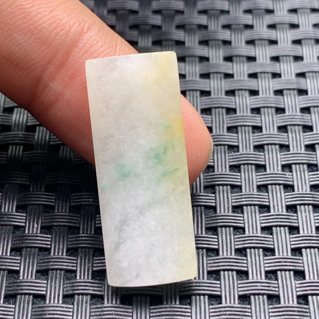 天然缅甸翡翠A货无事柱吊坠冰种三彩黄翡飘花冰种无事牌挂件挂坠