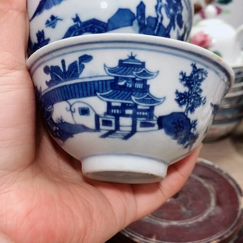 杯逍*客景德镇青花梧桐小茶碗