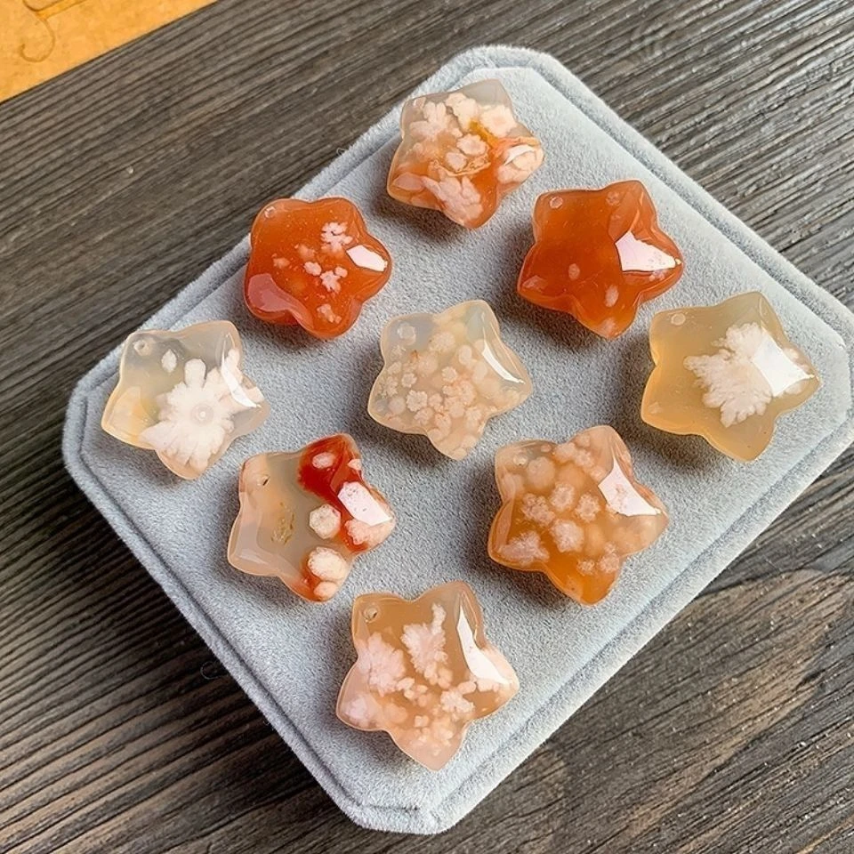 【思己樱花玛瑙】马达加斯加天然樱花玛瑙雕刻吊坠工厂-多样性发货