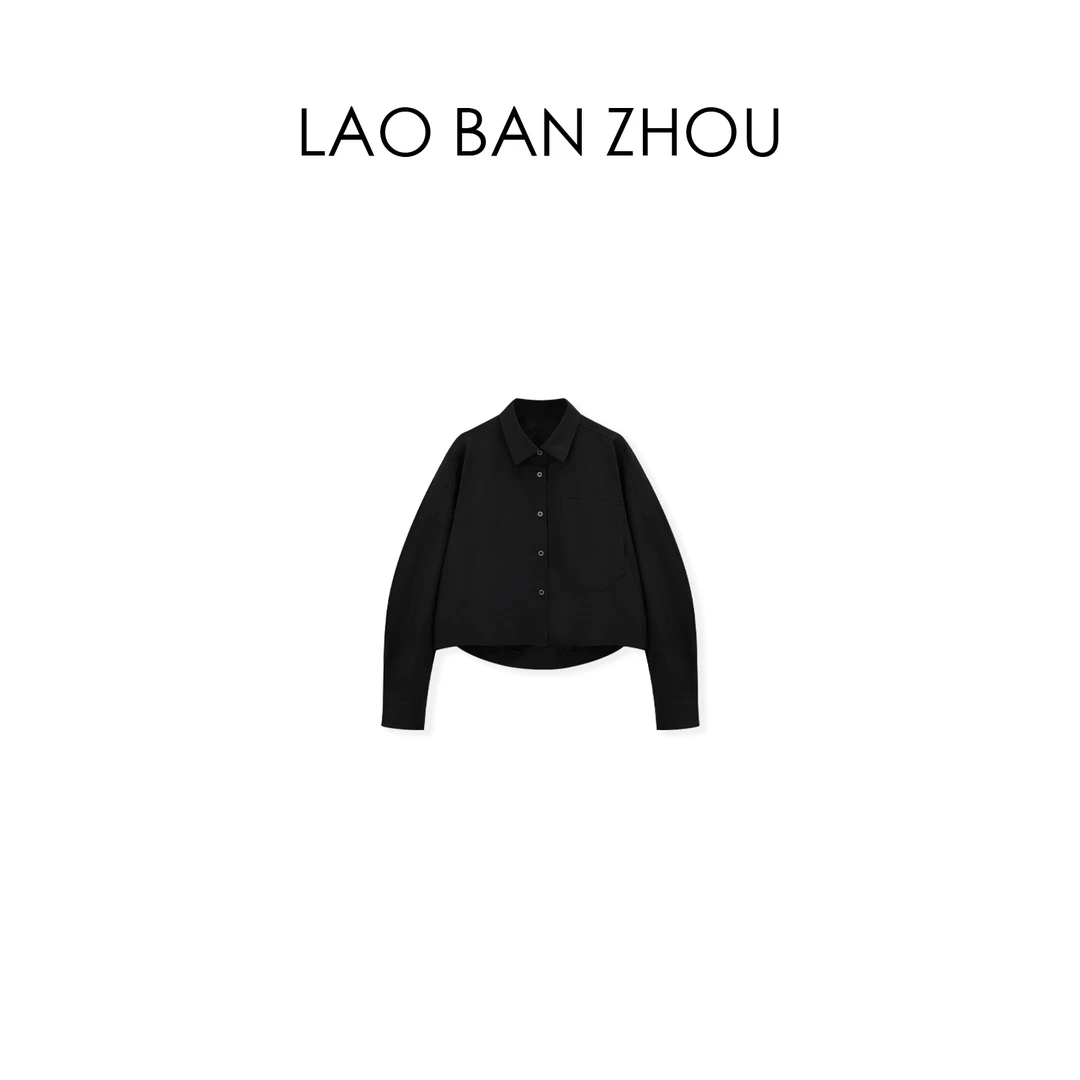 【老板周】小众休闲 春季单口袋翻领设计感廓形百搭衬衫