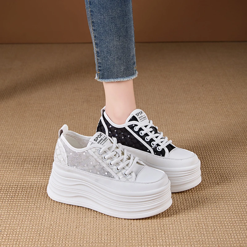 【9公分】透气厚底小白鞋2025春季新款撞色时尚百搭休闲鞋运动板鞋