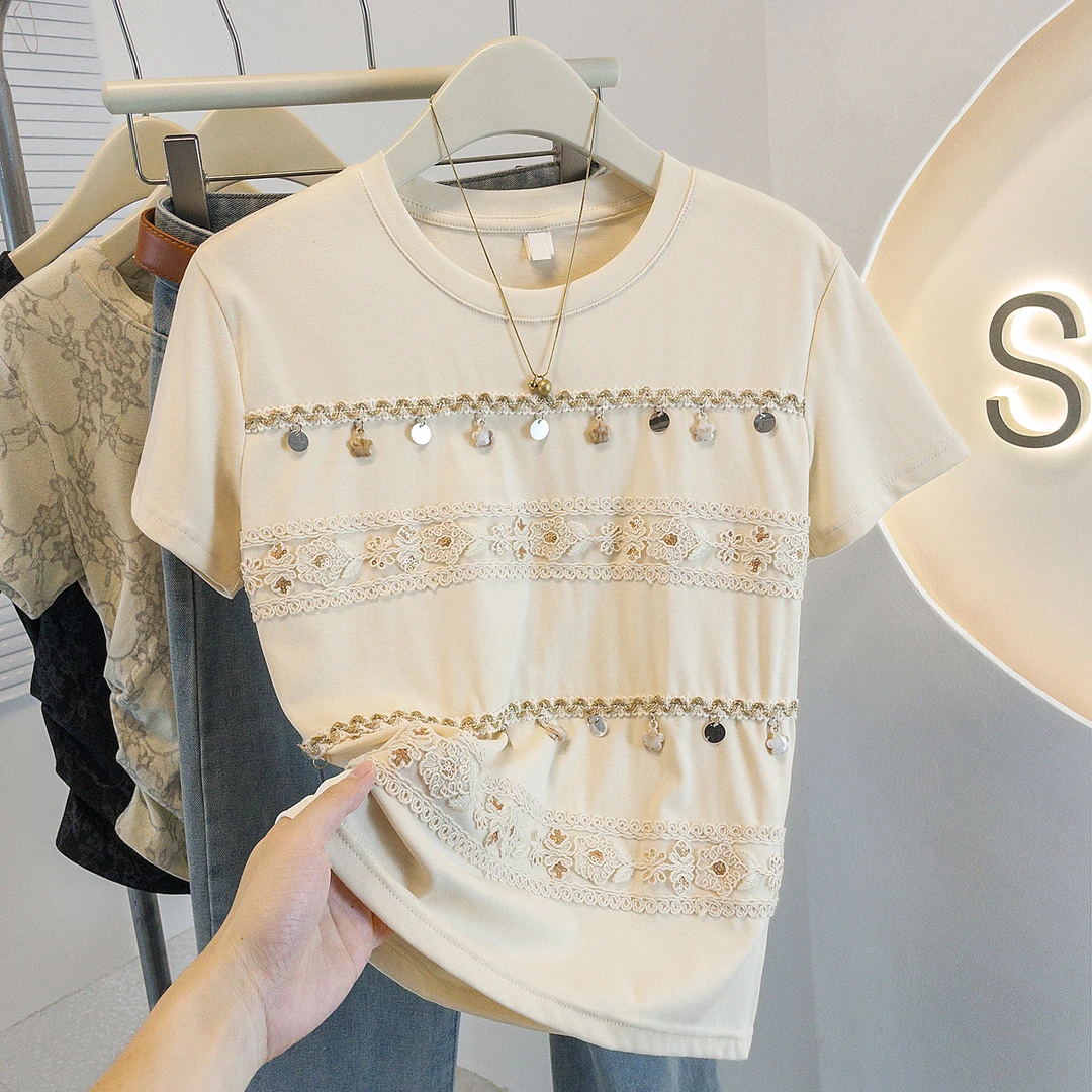 yoewshean/羽媗微胖mm大码女装波西米亚度假短袖t恤时尚百搭上衣